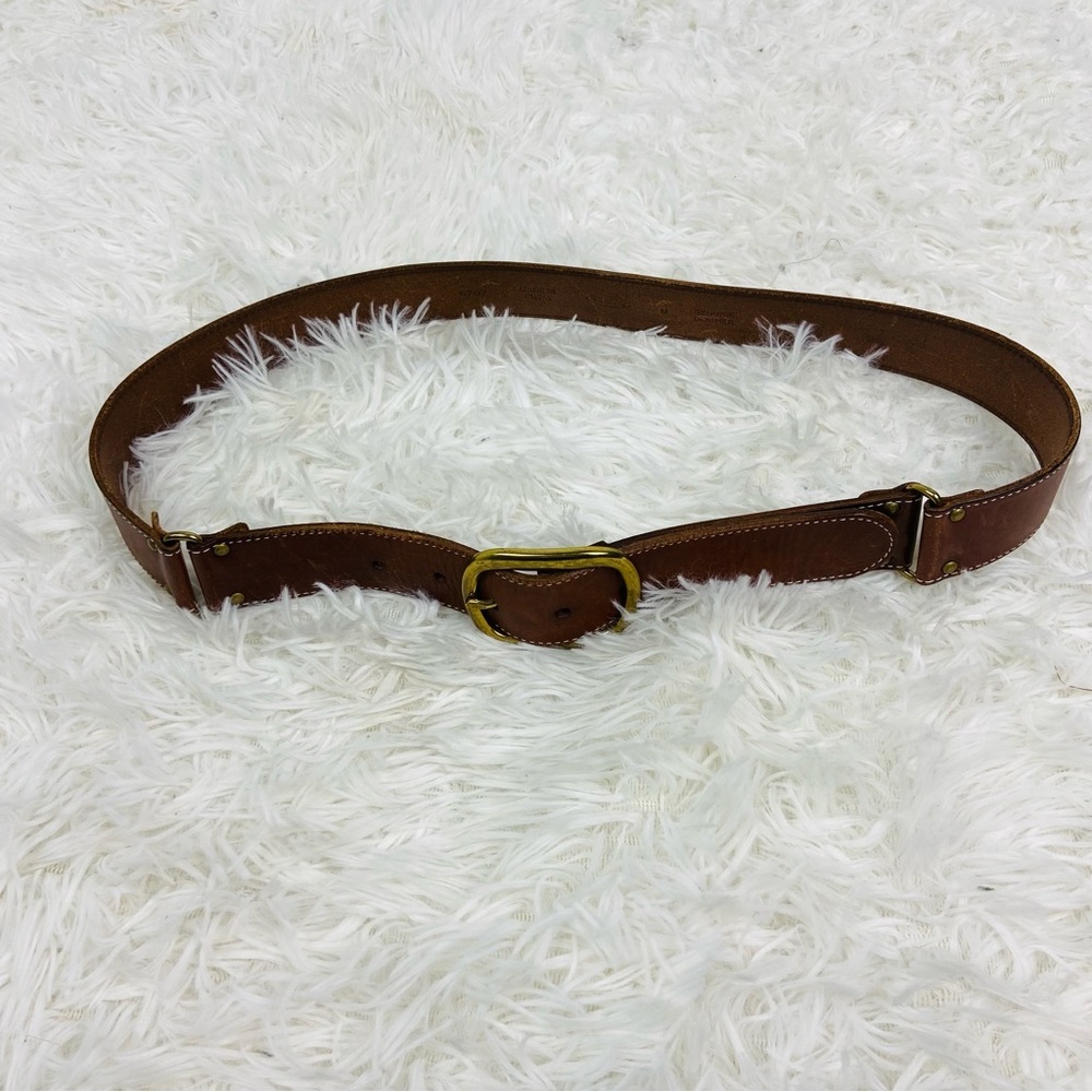 TALBOTS brown 100% genuine leather brass buckle belt size medium - Picture 15 of 17